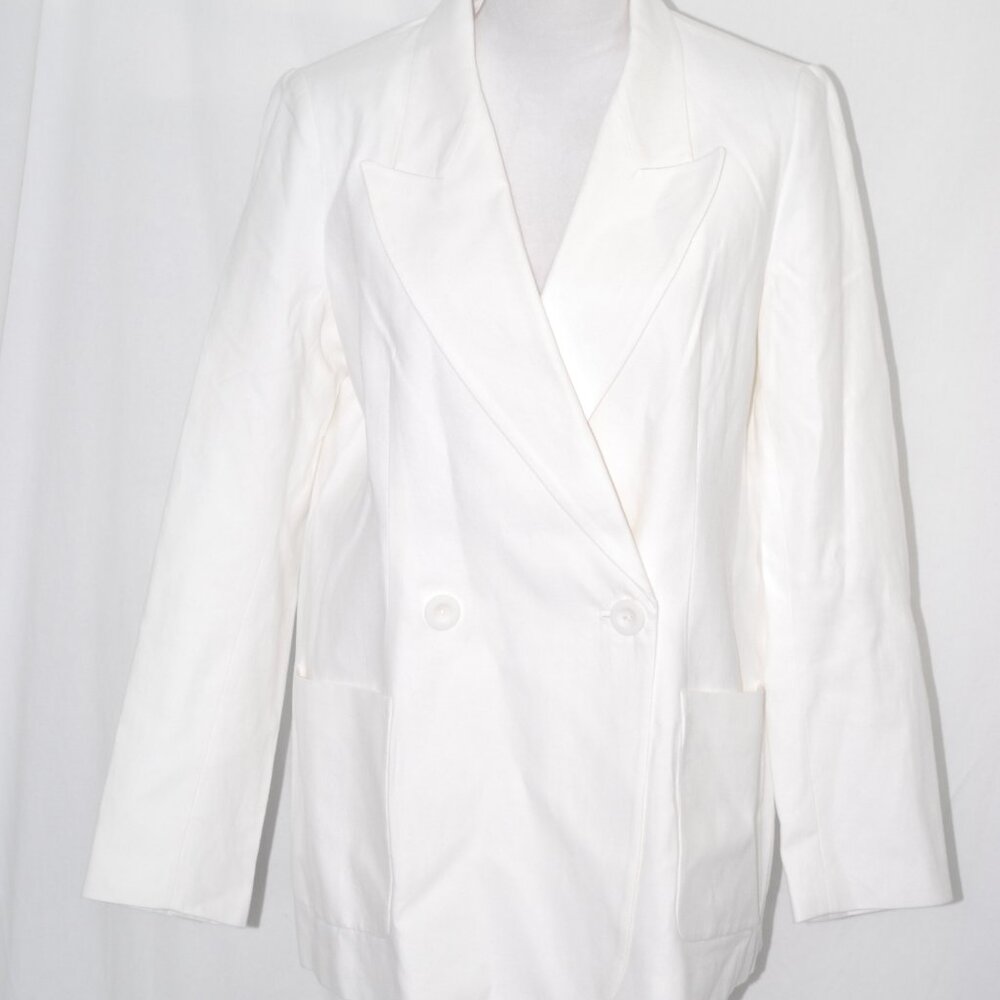 NWT Oversized Linen Blend Blazer White Suit Jacket Darling, Small Washable